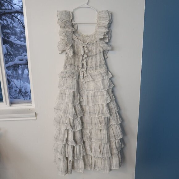 Ulla Johnson Darcey Ruffle Tiered Bow Front Dress Size 8 - Picture 3 of 11